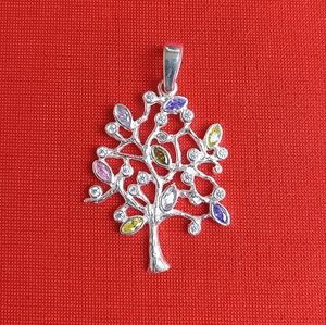 925 STERLING SILVER TREE OF LIFE multicolor Cubic zircon‎ PENDANT